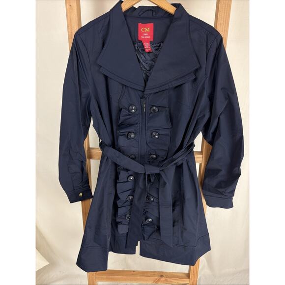 Ciao Milano Jackets & Blazers - NWT CM Ciao Milano ITALY Navy Zip Up Ruffle Raincoat #0969 Size XL